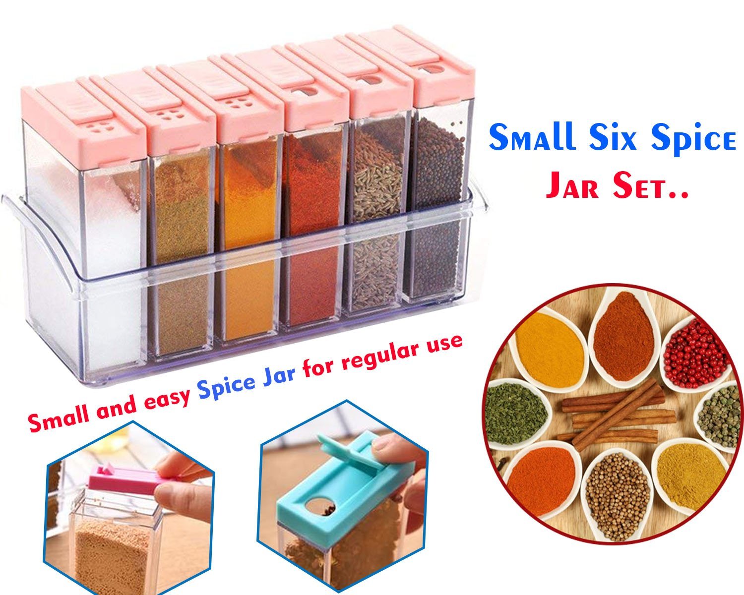 0122 Plastic Spice Jars (6 pcs, 14x22x8cm, Multicolour) - SkyShopy 0122 Plastic Spice Jars (6 pcs, 14x22x8cm, Multicolour) - SkyShopy